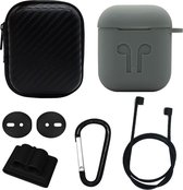 6 in 1 oortelefoon tas + oortelefoon case + oortelefoon siliconen gesp + oordopjes + anti-druppels gesp + anti-verloren touw draadloze oortelefoon siliconen case set voor Apple Air