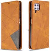 Voor huawei p40 lite ruit textuur horizontale flip magnetische lederen tas met houder en kaartsleuven en portemonnee (geel)