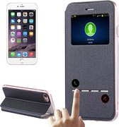 Voor iPhone 8 & 7 horizontale flip lederen tas met oproepweergave ID & houder (zwart)