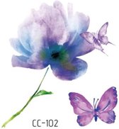 Temporary tattoo | tijdelijke tattoo | fake tattoo | bloem met twee vlinders | 60 x 60 mm