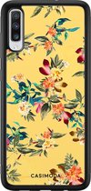 Samsung A70 hoesje - Bloemen geel flowers | Samsung Galaxy A70 case | Hardcase backcover zwart