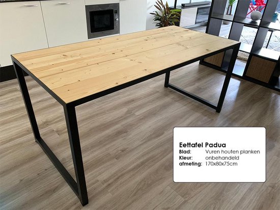 Eettafel Padua 180x80x75cm (LxBxH) | tafel hout en metaal | eettafel |  duurzaam |... | bol.com