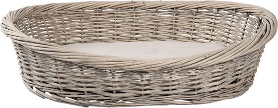 Clayre & Eef Hondenmand 74x57x19 cm Grijs Rotan Ovaal Hondenbed