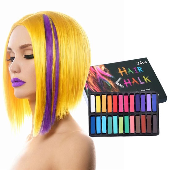 Hair Chalk set van 24 Tijdelijke Haarkleuring met Krijt
