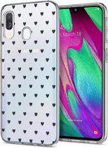 iMoshion Hoesje Geschikt voor Samsung Galaxy A20e Hoesje Siliconen - iMoshion Design hoesje - Transparant / Zwart / Hearts All Over Black