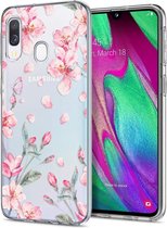 iMoshion Hoesje Geschikt voor Samsung Galaxy A20e Hoesje Siliconen - iMoshion Design hoesje - Roze / Transparant / Blossom Watercolor