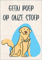 Spreukenbordje: Geen poep op onze stoep! Hondenpoep bordje | Houten Tekstbord