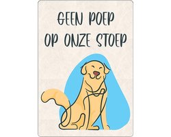 Spreukenbordje: Geen poep op onze stoep! Hondenpoep bordje | Houten Tekstbord