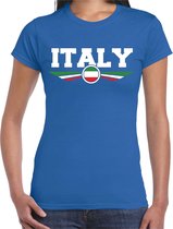 Italie / Italy landen t-shirt met Italiaanse vlag - blauw - dames - landen shirt / kleding - EK / WK / Olympische spelen outfit L