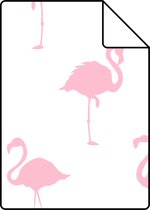 Proefstaal ESTAhome behangpapier flamingo's roze en wit - 138992 - 26,5 x 21 cm