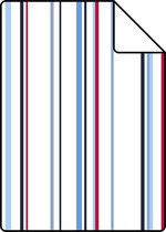 Proefstaal ESTAhome behangpapier strepen rood en blauw - 116511 - 26,5 x 21 cm