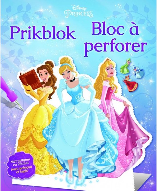 Prikblok met Disney Princesses Belle, Assepoester en Doornroosje in hun feestjurken.