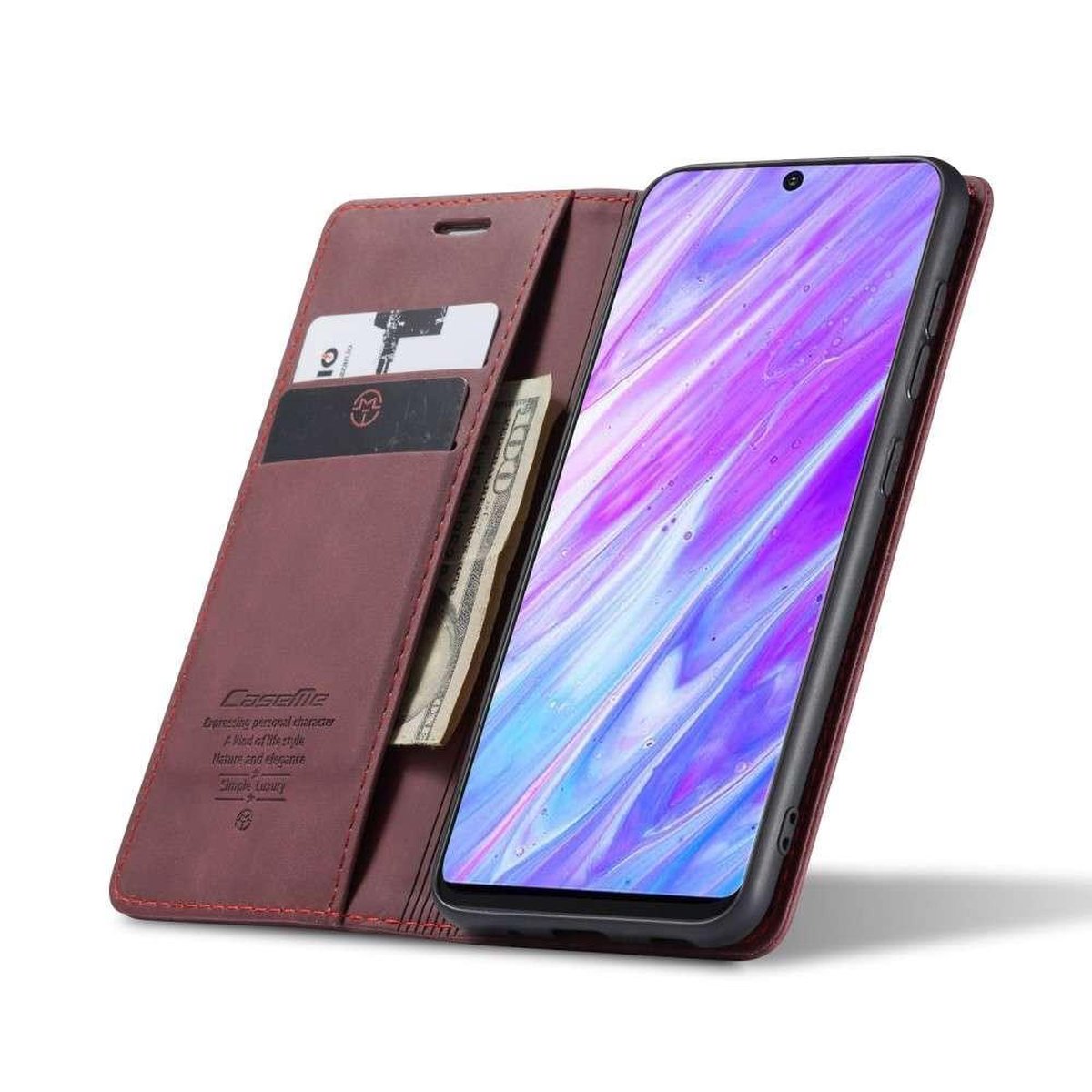 CaseMe Retro Boekmodel Hoesje Geschikt Voor Samsung Galaxy S20 Ultra - Paars