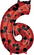 Amscan Folieballon Micky Mouse 6 Jaar Junior 43 X 66 Cm Rood