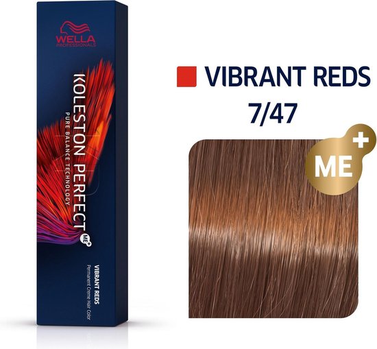 Wella Koleston Perfect Me+ Vibrant Reds 7/47 Blond Cuivré Marron 60ml