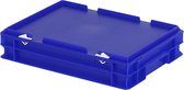 Stapelbak met deksel - Opbergbox - 400x300xH90mm - blauw