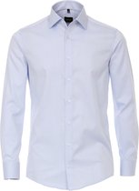 VENTI modern fit overhemd - twill - blauw - Strijkvriendelijk - Boordmaat: 44