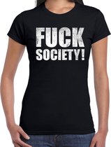 Fuck society protest t-shirt zwart voor dames 2XL