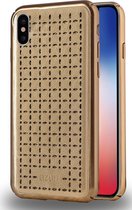 Azuri Apple iPhone X hoesje - Gebloemde backcover - Goud
