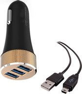 Durata DR-C502 Zwart Autolader 3 USB Poort 5.1A met 1 Mini USB Kabel voor Tomtom