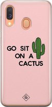 Samsung A40 hoesje siliconen - Go sit on a cactus | Samsung Galaxy A40 case | Roze | TPU backcover transparant