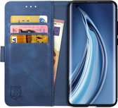 Rosso Element Book Case Wallet Hoesje Geschikt voor Xiaomi Mi 10 (Pro) | Portemonnee | 3 Pasjes | Magneetsluiting | Stand Functie | Blauw