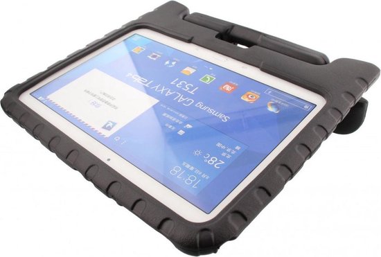 Kinder Tablethoes met Handvat Zwart Geschikt voor Samsung Galaxy Tab 4 (10.1) - Tablethoes Kindvriendelijk - Beschermhoes voor Kinderen - Shockproof - met Standaard - Tegen Vallen