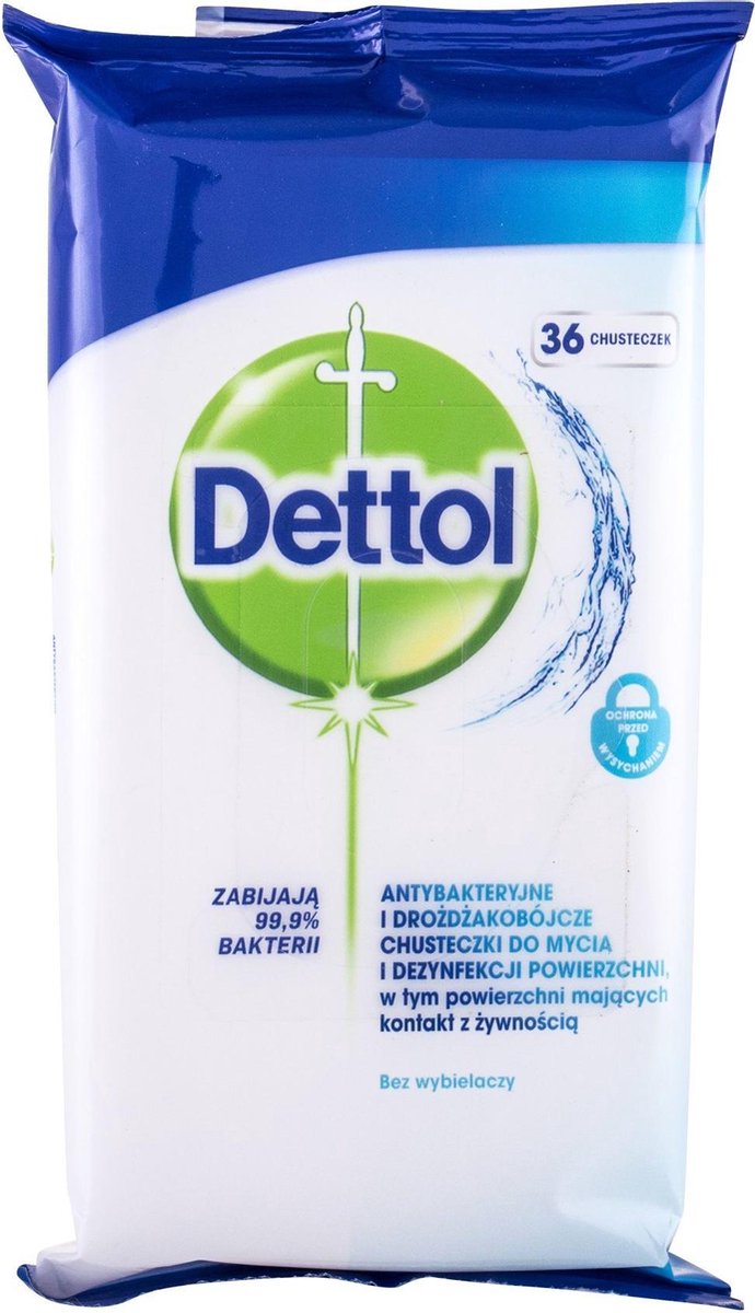 Dettol - Antibacterial And Yeast-Like Wipes For Washing And Disinfecting The Surface 36Pcs