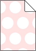 Proefstaal ESTAhome behangpapier stippen wit en licht roze - 128859 - 26,5 x 21 cm
