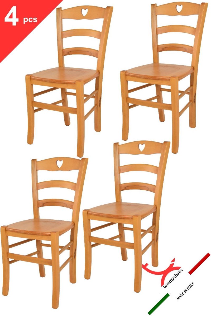 Tommychairs Cuore - Eetkamerstoelen - Set van 4 - Bruin - Hout