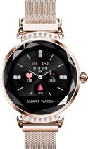 DrPhone L20 Ladies - Slimme Horloge - Luxe Diamant Kristallen Smartwatch Vrouwen - Stappenteller & Hartslagmeter - RoseGoud
