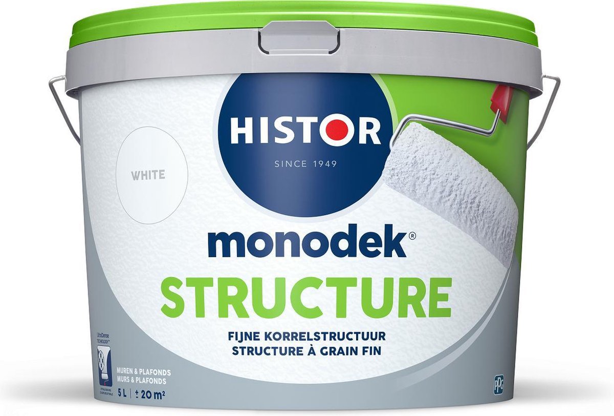 Histor Monodek Structure - Structuurverf Fijn RAL 9010 Gebroken wit 10 Liter