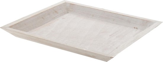 Kaarsenbord/plateau - vierkant - hout - wit - 30 x 30 cm - Kaarsenonderzetter