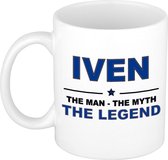 Iven The man, The myth the legend cadeau koffie mok / thee beker 300 ml