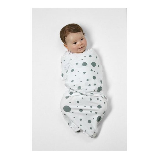 Meyco Baby Dots swaddlemeyco inbakerdoek - stone green - 0-3 maanden — afbeelding 3