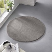 Rond effen vloerkleed Qualis - donkergrijs 120 cm rond