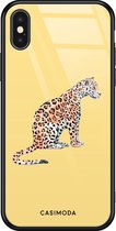 iPhone X/XS hoesje glass -  Wild leopard | Apple iPhone Xs case | Hardcase backcover zwart