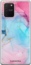 Samsung S10 Lite hoesje siliconen - Marmer blauw roze | Samsung Galaxy S10 Lite case | multi | TPU backcover transparant