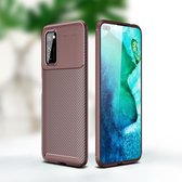 Voor Galaxy S20 + koolstofvezel textuur schokbestendig TPU-hoesje (bruin)