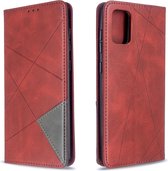 Voor Galaxy A71 Rhombus Texture Horizontale flip magnetische lederen tas met houder en kaartsleuven (rood)