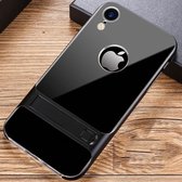 Voor iPhone XR Crystal schokbestendig TPU + pc-hoesje met houder (donker zwart)