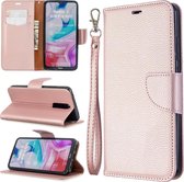 Voor xiaomi redmi 8 litchi textuur pure kleur horizontale flip pu lederen case met houder & kaartsleuven & portemonnee & lanyard (rose goud)