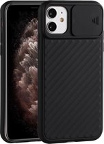 Voor iPhone 11 Pro Max Sliding Camera Cover Design Twill Anti-Slip TPU Case (zwart)