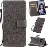 Geperst Printing Sunflower Pattern Horizontal Flip PU Leather Case for Huawei Nova 5i / P20 Lite (2019), with Holder & Card Slots & Wallet & Lanyard (Grey)