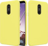 Effen kleur vloeibare siliconen dropproof beschermhoes voor LG Q Stylo 5 (geel)