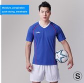 Voetbal / voetbalteam kort sportpak, blauw + wit (maat: S)