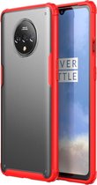 Voor Oneplus 7T schokbestendige frosted pc + TPU transparante beschermhoes (rood)