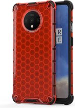 Voor OnePlus 7T schokbestendige honingraat pc + TPU-hoes (rood)