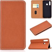 Voor Huawei P30 Lite effen kleur magnetische horizontale flip lederen tas met kaartsleuf en houder (bruin)