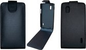 Pure Color Verticale Flip Soft Leather Case voor LG Nexus 4 / E960 (zwart)